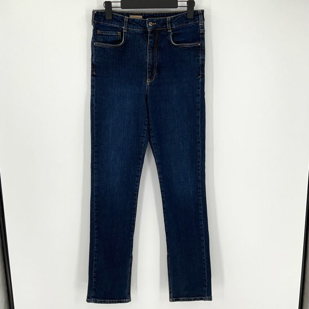 Anthropologie Pilcro The Split Straight Jeans Dark Wash Ultra High Rise Women 30